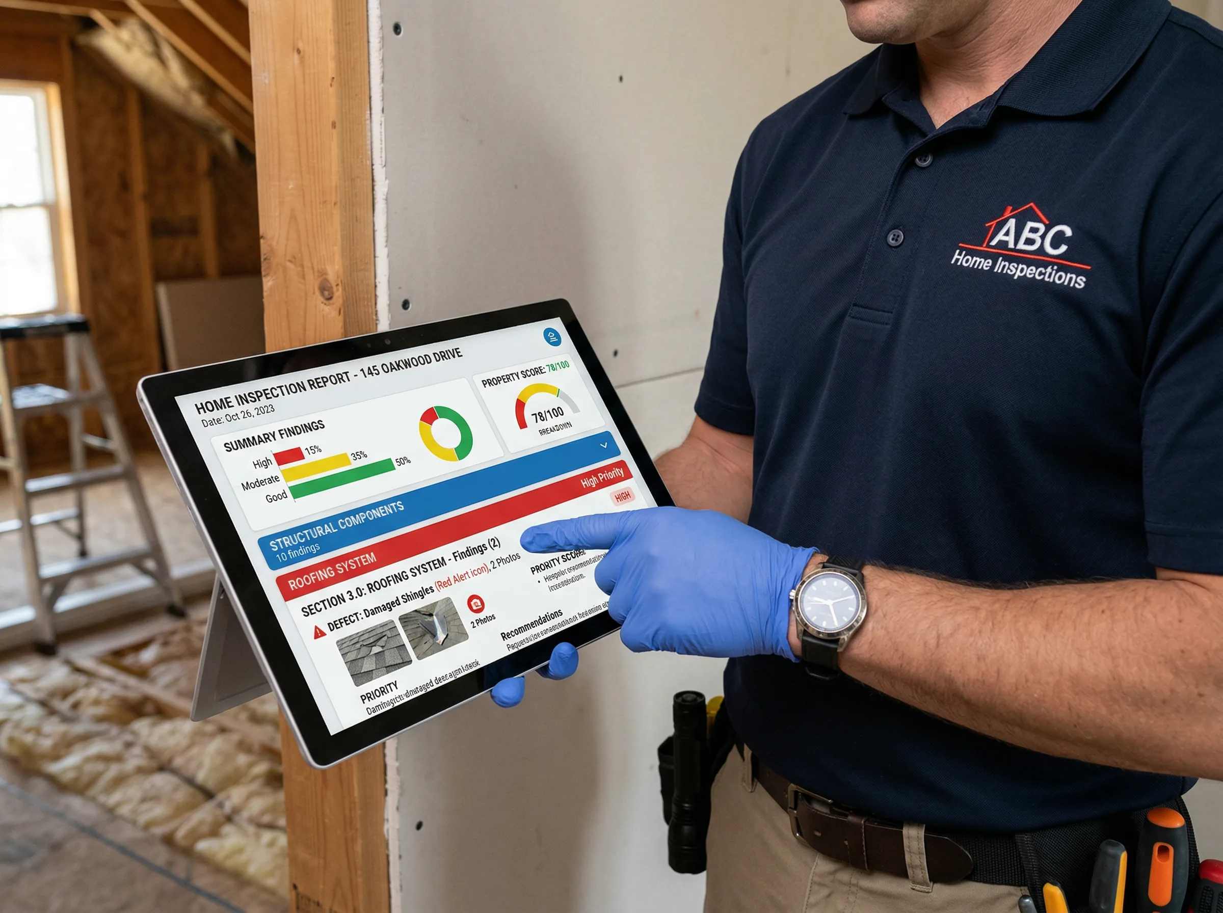 BestInspect standardized report on tablet screen